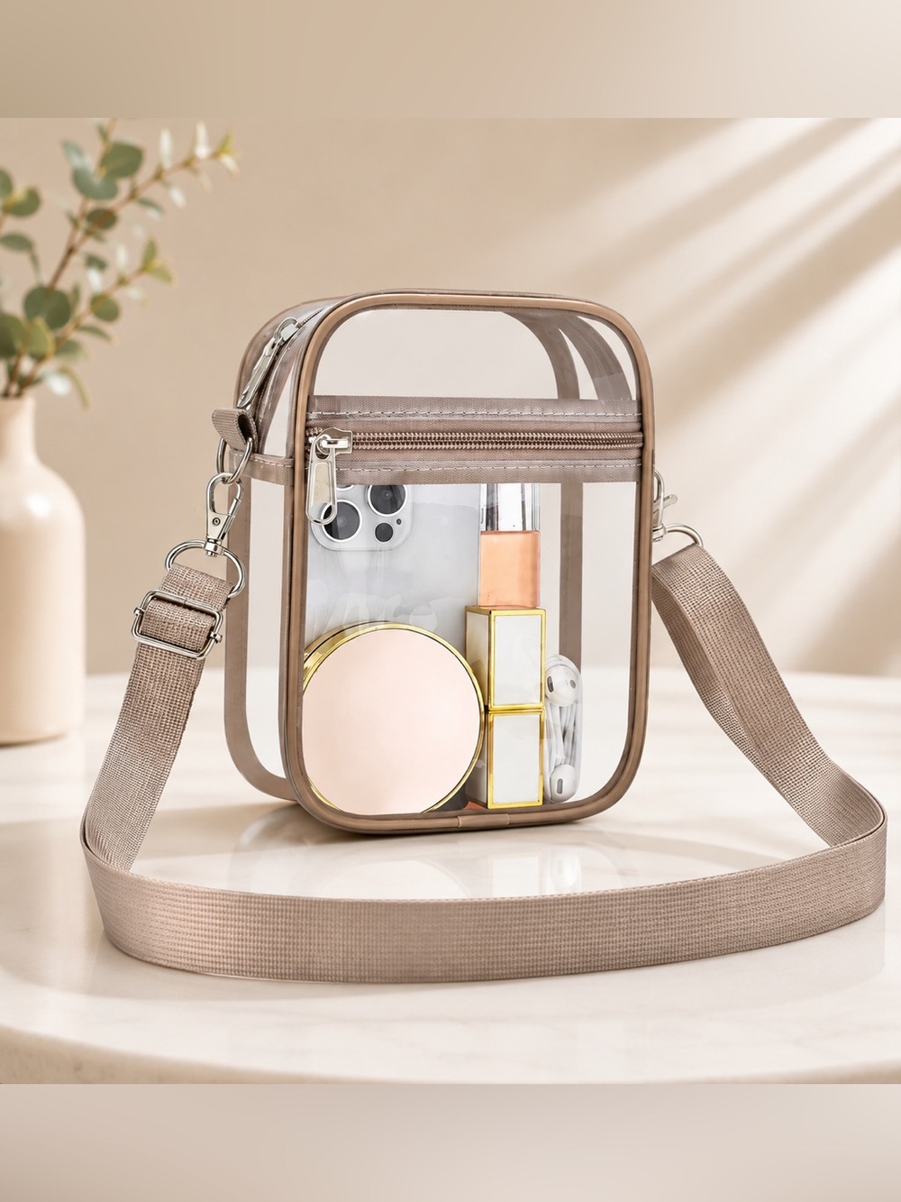 Clear Stadium Approved Crossbody Bag Transparent PVC Purse Adjustable Strap